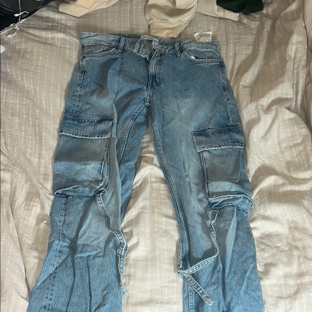Blue Cargo Jeans Zara
